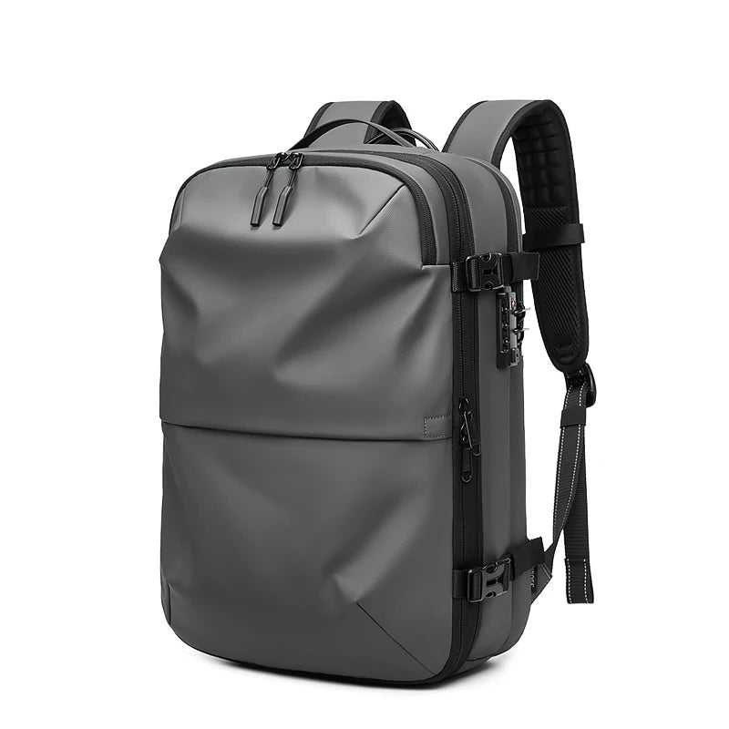 Men's Business Travel Backpack with Vacuum Compression for 17-Inch Laptops - Large Capacity School and Hiking Bag