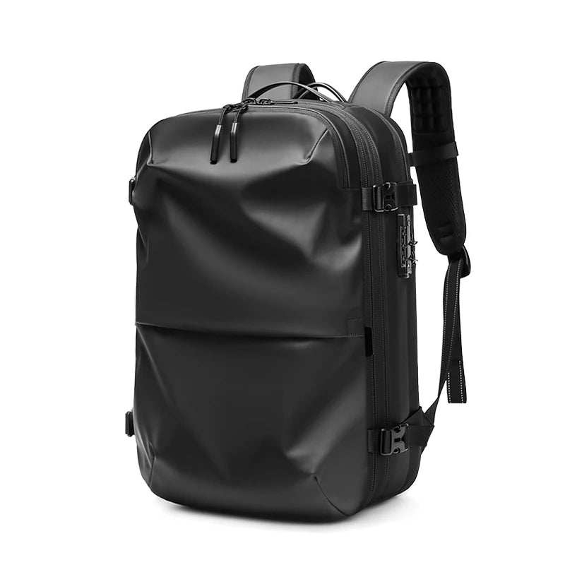 Men's Business Travel Backpack with Vacuum Compression for 17-Inch Laptops - Large Capacity School and Hiking Bag