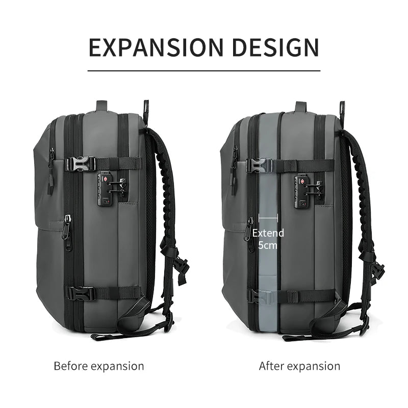 Men's Business Travel Backpack with Vacuum Compression for 17-Inch Laptops - Large Capacity School and Hiking Bag