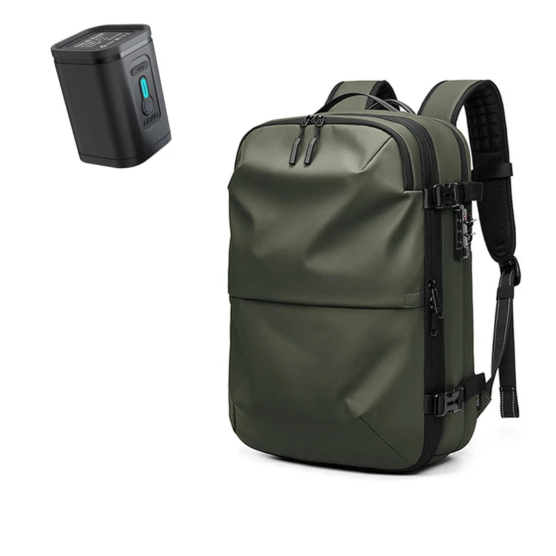 Men's Business Travel Backpack with Vacuum Compression for 17-Inch Laptops - Large Capacity School and Hiking Bag