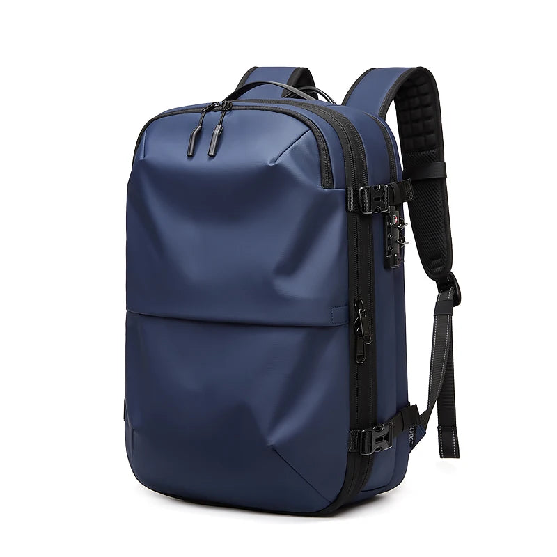 Men's Business Travel Backpack with Vacuum Compression for 17-Inch Laptops - Large Capacity School and Hiking Bag