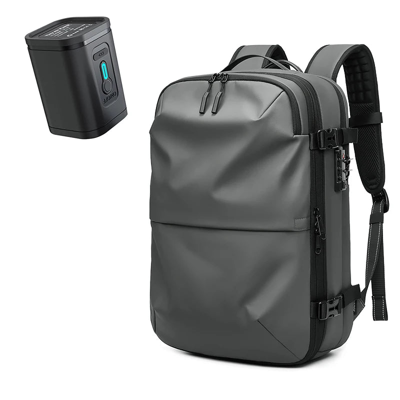 Men's Business Travel Backpack with Vacuum Compression for 17-Inch Laptops - Large Capacity School and Hiking Bag