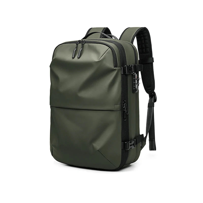 Men's Business Travel Backpack with Vacuum Compression for 17-Inch Laptops - Large Capacity School and Hiking Bag