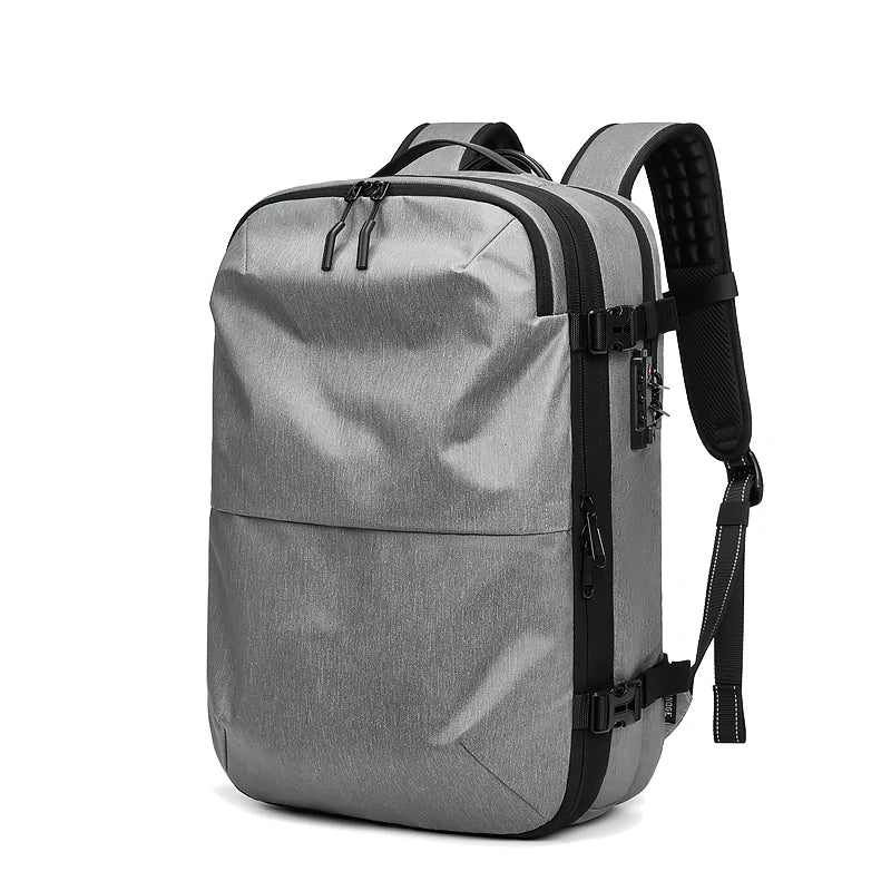 Men's Business Travel Backpack with Vacuum Compression for 17-Inch Laptops - Large Capacity School and Hiking Bag